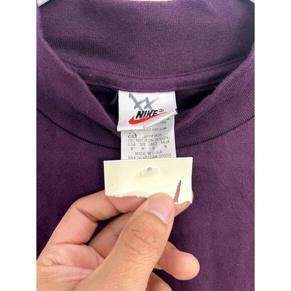 Vintage 90s Deadstock White Tag Nike Purple Mock Neck Long Sleeve Shirt Size M - Picture 3 of 3